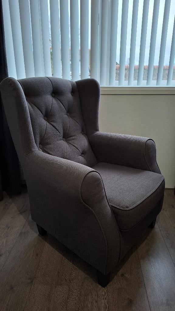 Oorfauteuil | Fauteuil | Grijs / Antraciet, Huis en Inrichting, Fauteuils, Ophalen, 75 tot 100 cm, Zo goed als nieuw, Stof