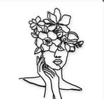 Metalen wanddecoratie gezicht met bloemen, Huis en Inrichting, Verzenden, Nieuw