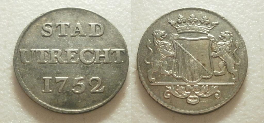 Utrecht Stad Duit 1752 zilver  -R - zeldzaam, Vóór koninkrijk, Zilver, Ophalen of Verzenden, Losse munt