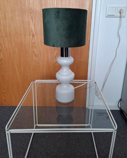 Vintage tafellamp  van glas en chroom, Huis en Inrichting, Lampen | Tafellampen, Zo goed als nieuw, Minder dan 50 cm, Glas, Ophalen of Verzenden