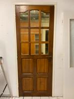 Houten deur met glas, 81,5x212cm (incl. deurkozijn), Doe-het-zelf en Verbouw, Deuren en Horren, Ophalen, Gebruikt, 80 tot 100 cm