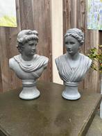 Buste Set Man en Vrouw - 35 cm, Tuin en Terras, Tuinbeelden, Ophalen of Verzenden, Gebruikt, Beton, Mensenbeeld