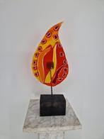 Abstracte vlam glaskunst object op sokkel | Glas | Decoratie, Ophalen of Verzenden