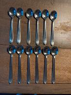 Keltum posthoorn , 12 verzilverde lepeltjes. Bijna 11 cm., Antiek en Kunst, Antiek | Bestek, Ophalen of Verzenden