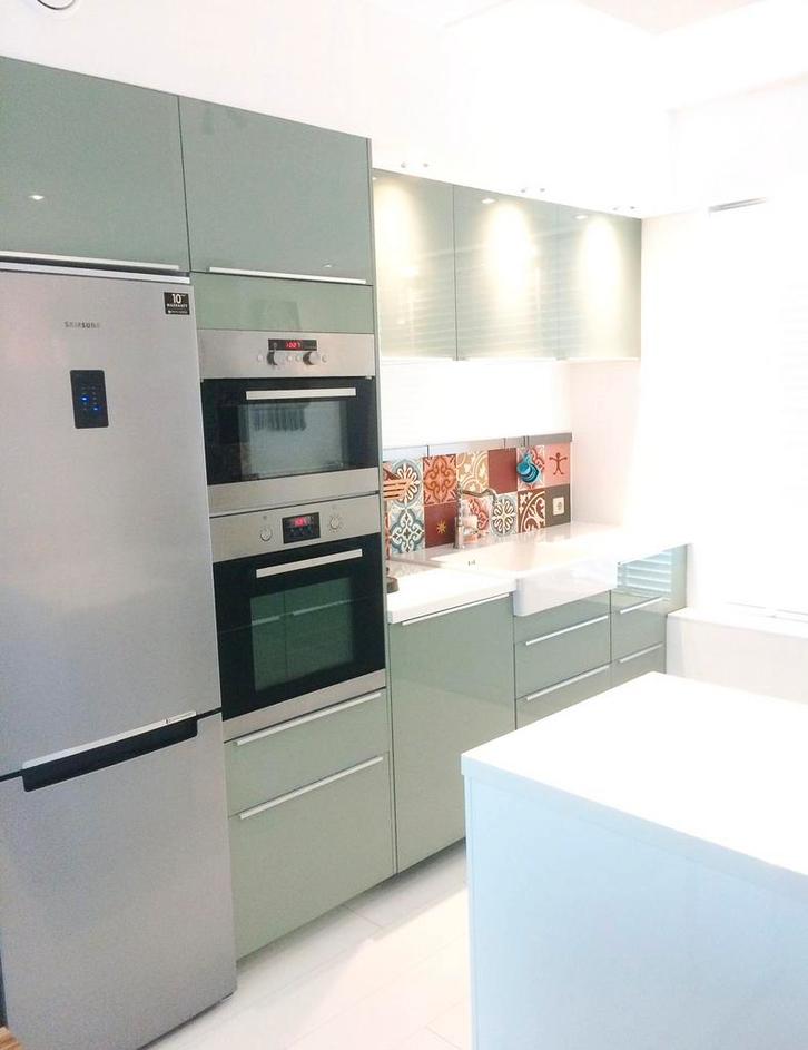 Keukenfronten Ikea vintage groen hoogglans GRATIS, Huis en Inrichting, Keuken | Complete keukens, Gebruikt, Hoekkeuken, Groen