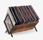 LP Platenrek / Opbergsysteem -nieuw Zwart Metaal & Eikenhout, 75 tot 150 discs, Nieuw, Ophalen of Verzenden, Hout