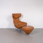 1x Leolux Caruzzo PLUS Fauteuil + Voetenbank Karamel Leer