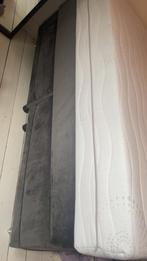 GRATIS Gestoffeerd velvet grijs boxspring matras, Ophalen, Gebruikt, Tweepersoons, 200 cm