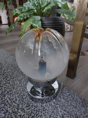 Vintage glazen Murano Mazzega bol tafellamp, ca 22 cm hoog beschikbaar voor biedingen
