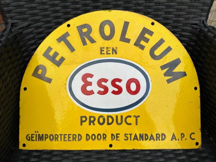 Emaille Esso petroleum bord. 42 x 32,8 cm., Verzamelen, Merken en Reclamevoorwerpen, Gebruikt, Reclamebord, Ophalen of Verzenden