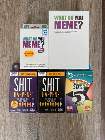 Kaartspellen: What do you Meme, Shit Happens, Name 5 beschikbaar voor biedingen