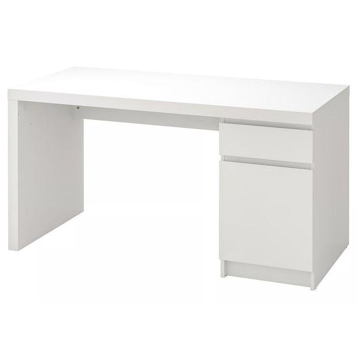 Witte Malm Bureau met Ladeblok, Huis en Inrichting, Bureaus, Zo goed als nieuw, Bureau, Ophalen