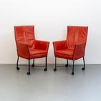 6x Montis Chaplin eetkamerstoelen Tomato Rood, Niet ingevuld, Niet ingevuld, Leer, Ophalen of Verzenden