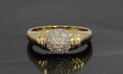 Luxe rozet 14k gouden dames ring 15 diamanten fraai luxe, Sieraden, Tassen en Uiterlijk, Ringen, Zo goed als nieuw, Dame, 18 tot 19