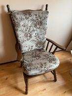 Antieke Eiken Stoel met Bloemenbekleding, Antiek en Kunst, Ophalen