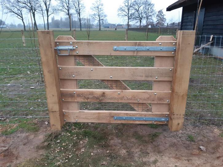Eikenhouten landhekken, weidehek, houten poort, eiken hek, Tuin en Terras, Tuinhekken en Hekwerk, Nieuw, Tuinhek, Hout, Ophalen