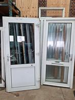 kunstof deur met kozijn  en met dubbel glas, Doe-het-zelf en Verbouw, Kozijnen en Schuifpuien, Ophalen, Kunststof, Gebruikt, Minder dan 75 cm
