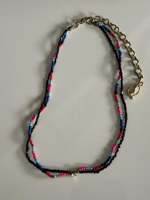 Kastopruiming, choker ketting met glim steentje en kraaltjes, Sieraden, Tassen en Uiterlijk, Kettingen, Zo goed als nieuw, Ophalen of Verzenden