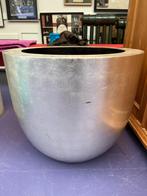 Zilverkleurige polyester plantenbak - 60cm, Tuin en Terras, Bloembakken en Plantenbakken, Ophalen, Kunststof, Gebruikt, Rond