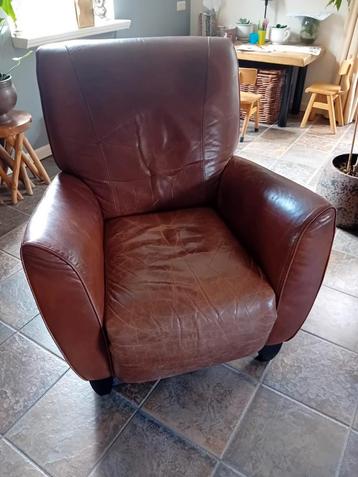 Leren relaxstoel kleur cognac beschikbaar voor biedingen