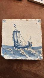 Oud Delfs blauw tegeltje zeilschip, Antiek en Kunst, Antiek | Wandborden en Tegels, Ophalen