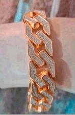 Nieuwe Goudkleurige Schakelarmband met Strass, Sieraden, Tassen en Uiterlijk, Armbanden, Overige materialen, Nieuw, Ophalen of Verzenden