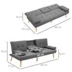 Grijze Slaapbank Tweepersoons bankstel bedbank bed, 180 cm, Grijs, Nieuw, Tweepersoons