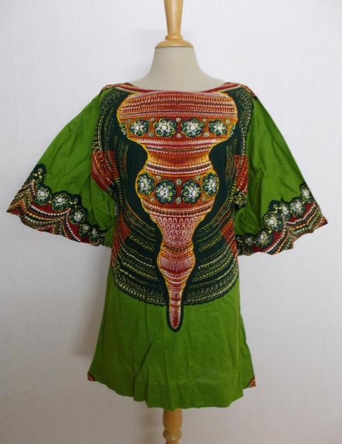 Batik/Afrika look groene mooie print tuniek! L, Kleding | Dames, Tops, Zo goed als nieuw, Maat 42/44 (L), Groen, Lange mouw, Verzenden