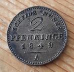 Duitsland Pruissen 2 pfennig 1849 A, Ophalen of Verzenden, Duitsland, Losse munt