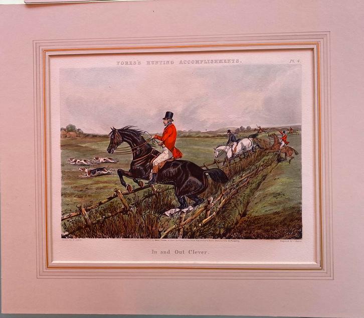 Engels Jachttafereel, 2 prenten , paarden , military Boekelo, Antiek en Kunst, Kunst | Etsen en Gravures, Ophalen