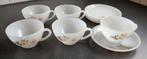 Vintage soepkommen met schotel van Arcopal 5 stuks jaren '70, Huis en Inrichting, Keuken | Servies, Ophalen, Gebruikt, Glas, Kom(men)