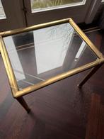 Bijzettafel Hollywood Regency messing met geslepen glas, Huis en Inrichting, Tafels | Bijzettafels, Minder dan 55 cm, Rechthoekig