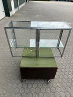 Vintage Vitrinekast Metaal/Glas, Ophalen, Gebruikt, 100 tot 150 cm, Glas
