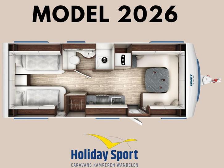 Fendt Diamant 650 GDW modeljaar 2026, Caravans en Kamperen, Caravans, Bedrijf, tot en met 4, 1500 - 2000 kg, Rondzit, Fendt, 2 aparte bedden