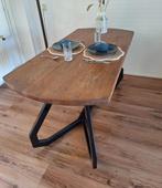 Eettafel metaal eikenhout uniek onderstel handgemaakt, Huis en Inrichting, Tafels | Eettafels, Ophalen, 50 tot 100 cm, Zo goed als nieuw