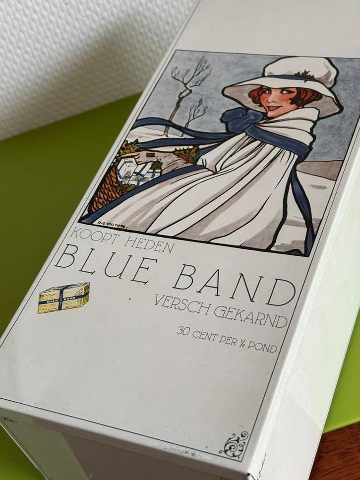 Vintage Blue Band Honigkoek Blik Rie Cramer, Verzamelen, Blikken, Gebruikt, Koek(jes), Overige merken, Ophalen of Verzenden