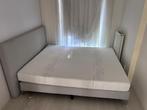 Grijze boxspring 180x210, Huis en Inrichting, Ophalen, Gebruikt, 210 cm, Tweepersoons