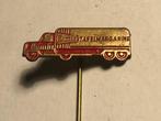 Metalen REMIA VRACHTWAGEN Speld (Rood/Messingkleur)., Verzamelen, Verzenden, Zo goed als nieuw, Transport, Speldje of Pin