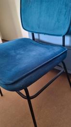 Blauwe velours stoel met zwart onderstel zit prima, Ophalen, Blauw, Eén