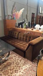 Vintage bank slaapbank bruin velvet, Ophalen, Gebruikt, G, Minder dan 150 cm