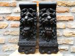 2 Grote antieke houtgesneden leeuwenkop ornamenten consoles, Antiek en Kunst, Kunst | Beelden en Houtsnijwerken, Ophalen of Verzenden