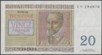 België 20 francs 1956 VF+ p.132b (# 193), Verzenden, België, Los biljet