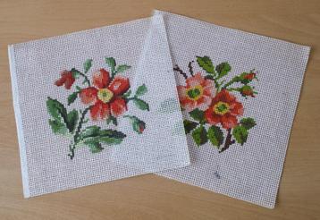2 x Stramien met Bloemen beschikbaar voor biedingen