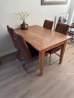 4 eetkamerstoelen zo goed als nieuw, Huis en Inrichting, Stoelen, Ophalen, Bruin, Zo goed als nieuw, Metaal