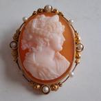 Gouden camee met pareltjes., Antiek en Kunst, Ophalen of Verzenden
