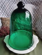 Oude stolp cloche prachtig dik groen glas 38cm hoog Miekje, Ophalen