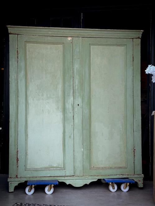 Brocante vintage kast groen, Antiek en Kunst, Antiek | Meubels | Kasten, Ophalen of Verzenden