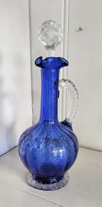 Prachtige antieke blauwe KARAF circa 1920, Antiek en Kunst, Antiek | Glas en Kristal, Ophalen of Verzenden