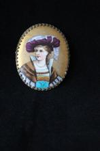 Antieke KPM Berlin porselein grote portret broche c 1860, Ophalen of Verzenden