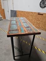 Leuke bartafel hout en zwart metaal - 70x150x108 cm, Huis en Inrichting, Tafels | Eettafels, Ophalen, Gebruikt, 100 tot 150 cm